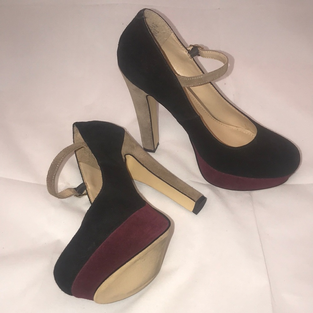 Steve Madden P-TONI black burgundy tan 8.5 - 8 1/2